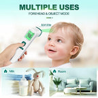 GoodBaby Non-Contact Thermometer for Adults and Kids,Digital Forehead Thermometer with Fever Alarm,Silent Mode and 35-Set Memory,Forehead/Object 2 in 1 Mode-Basal Thermometer,Green (FC-IR202-Green)