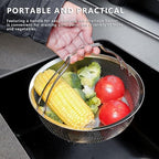 Stainless Steel Steamer Basket - Vegetable & Dumpling Steamer Insert for Pots, Instant Pot Accessories with Handles & Feet, Multi-Purpose Mesh Strainer for Cooking, Fruits (Silvery, Medium)