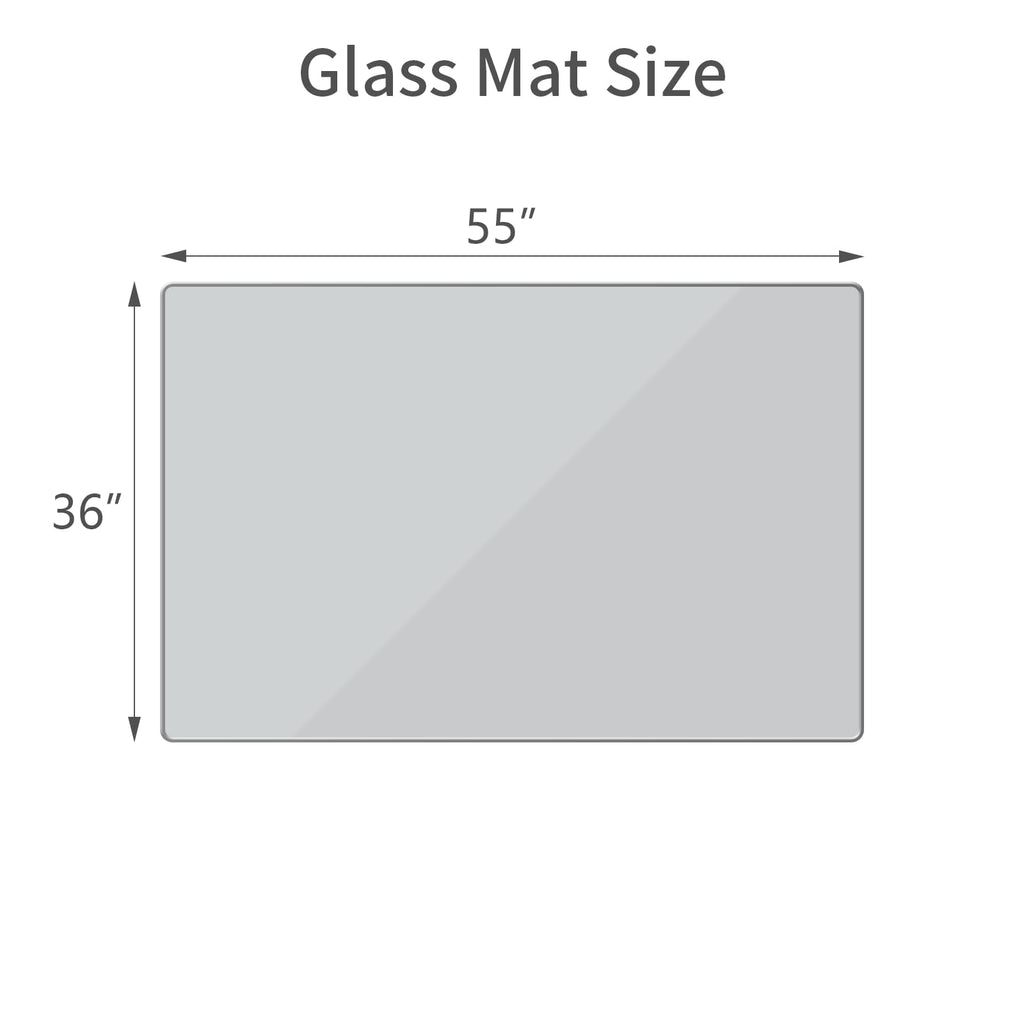 [Tempered Glass] 36" x 55" Glass Chair Mat, Heavy Duty Hard Floor Mat with Round Corner and Polished Edge, Office Chair Mat for Carpet Office Home Hardwood Floor Desk