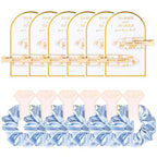 12 PCS Silk Satin Soft Blue Hair Accessories - Bridesmaid Proposal Favors with Hair Clips, Scrunchies, and Bridal Shower Gifts for Women and Girls