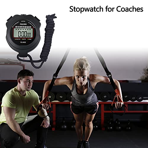 PULIVIA Sports Stopwatch Timer Single Lap Split Digital Stopwatch for Coaches Swimming Running Sport Training Stopwatch, Black