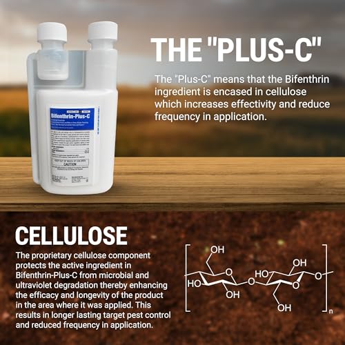 Bifenthrin-Plus-C - Insecticide Termiticide Easily Mixes with Water for Indoor & Outdoor | Residential Commercial Industrial Use | Home Lawns | Kills Mosquitoes & all Flying & Crawling Insects - 16 oz