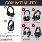 SoloWIT Replacement Earpads Cushions for Bose QuietComfort 35 (QC35) & Quiet Comfort 35 II (QC35 ii) Headphones, Ear Pads with Softer Leather, Noise Isolation Foam, Added Thickness (Black)
