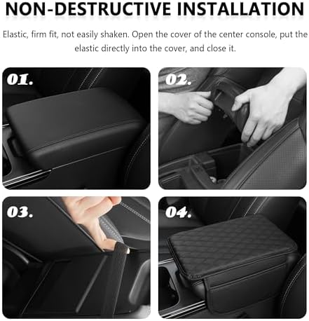 Upgraded Car Center Console Cover,Microfiber Leather Car Armrest Cover Cushion with 2 Storage Bags,Universal Car Armrest Storage Box Car Interior Accessories for Most Vehicles (Black)