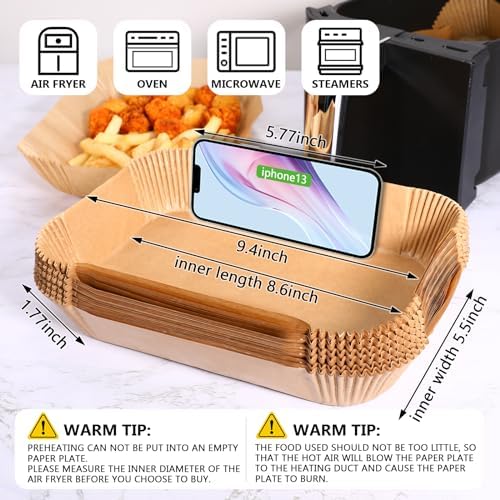 (125PCS) Air Fryer Liners, Disposable for Ninja Dual Air Fryer accessories, Parchment Paper liners rectangle 8.6''*5.5''