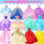 50 Pack Doll Clothes and Accessories, 4 Wedding Gowns 2 Evening Dresses 6 Fashion Dresses 6 Set Casual Outfits Top and Pant 2 Swimsuit Bikini, 20 Hanger 10 Shoe Toys for Girl Birthday Gift