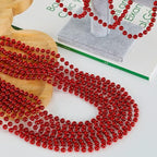 EOBOH 72PCS Bead Necklace, Red Christmas Bead Stuff Party Favors, 33" Necklaces Festival Parade Throw Accessories for Wedding Birthday Valentines Mardi Gras Christmas Celebrations Decorations