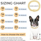 Gold Dog Chain Diamond Gold Chain Dog Collar Walking Metal Chain Collar with Design Secure Buckle Pet Collar Jewelry Accessories Dog Necklace for Small Medium Large Dogs Cats (Gold,20 Inch)