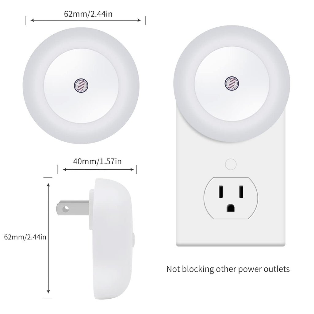 KINUR 6 Pack Red LED Plug into Wall with Dusk to Dawn sensors Plug in Night Lights for Kids Room, Bedroom, Bathroom, Baby Nursery,Stair Lights, Hallway Light