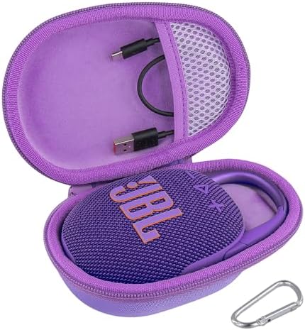 co2CREA Hard Carrying Case Replacement for JBL Clip 5 Waterproof Portable Mini Speaker (Purple Case)