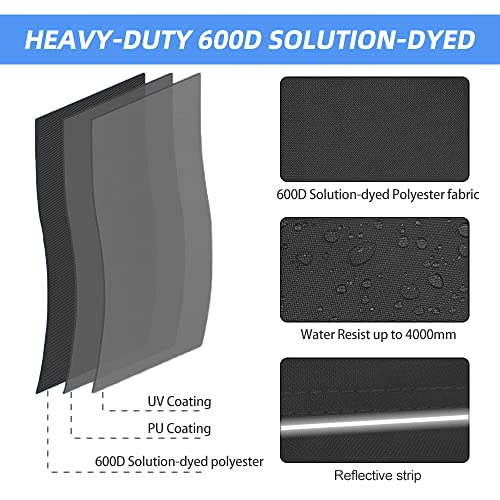 Zenicham Heavy-Duty 600D Fade and Crack Resistant Snow Blower Covers, Waterproof, Snow Proof,UV-Proof Snowblower Cover Universal Fit，Snow Thrower Cover with Reflective Strips (50" L x 33" W x 40" H)