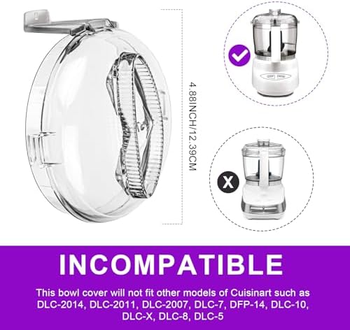 DLC-2AWBC-1 Replacement for Cuisinart Mini Prep Plus Food Processor Work Bowl Cover Parts, Fits All for Cuisinart DLC-2A 3 Cup Mini Prep Plus Food Processor Models, Only Use with Bowl DLC-2AWB-1
