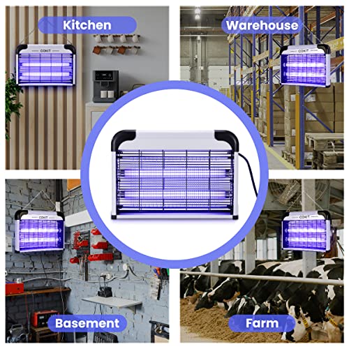 COKIT Indoor Electric Bug Zapper Powerful 20W Fly Insect Killer for Home Restaurants Kitchen Garden Including 2 Pack Replacement Bulbs, Half Pack Grid (with Bug Collection Tray)