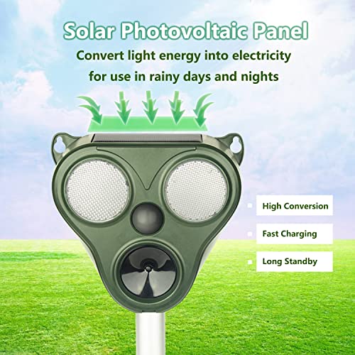 Ultrasonic Animal Repeller, Solar Powered Animal Repellent Outdoor, Cat Repeller Waterproof, Repellent Device for Lawns, Garden and Yard