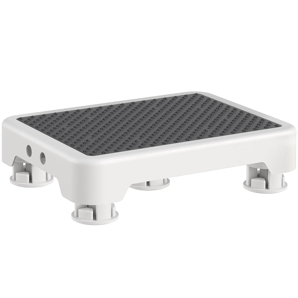 Ronlap One Step Stools for Adults, Portable Safety Step Platform for Seniors Small Plastic Bedside Step Stool Mobility Wide Step Stools Elderly Assistance for Shower Bed Car Stair Outdoor, White-Black