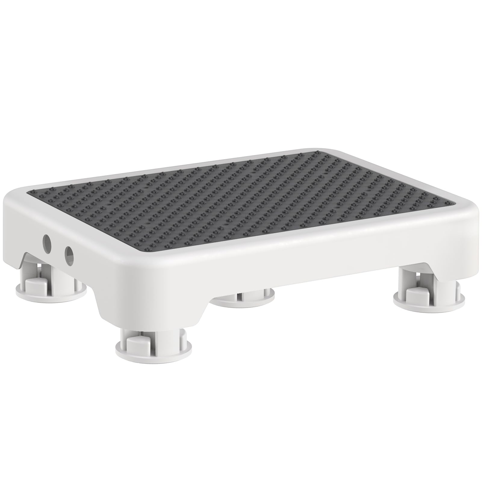 Ronlap One Step Stools for Adults, Portable Safety Step Platform for Seniors Small Plastic Bedside Step Stool Mobility Wide Step Stools Elderly Assistance for Shower Bed Car Stair Outdoor, White-Black