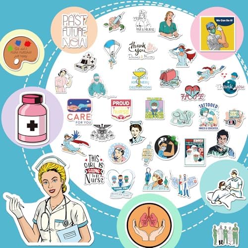 Nurse Stickers, Positive Stickers 300PCS Waterproof Vinyl Inspirational Stickers for Laptop, Bumper, Water Bottles, Computer, Nurse Accessories for Work