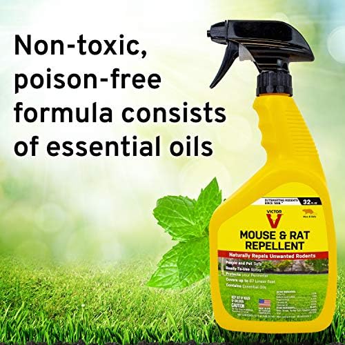 Victor M809 Mouse and Rat Repellent Natural Peppermint Non-Toxic Spray for Indoor and Outdoor Use Ready to Use – 32 fl oz