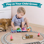 Train Set for Toddlers, Magnetic Train Toys for Toddlers 3+ Electric Train Set with Train Tracks Accessories Battery Operated, 4pcs Trucks Toy Train for Boys and Girls