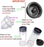 Replacement Parts for Nutri Ninja, 6Fin Blender Male Blade and cups Set for Blender BL660 BL770 BL780 BL740 etc. (5-pack)