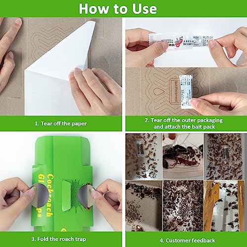 24 Pack Roach Traps Indoor Roach Killer Indoor Infestation, Cockroach Killer Indoor Home Cockroach Trap Sticky Traps for Insects