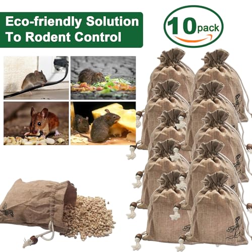 Botanical Rodent Repellent Scent Pouches, Mouse Repellent Pouches, Peppermint Oil Repellent Repel Mice and Rats, Squirrels, Roache 10 Pack