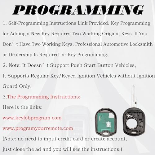 Key Fob Replacement Fits for CWTWB1U793 Ford F-150 2004-2014 F-250 F-350 2004-2016 F-450 Flex 2009-2017 Explorer 2001-2015 Escape Ranger 2001-2011 Fusion Econoline Mercury Keyless Entry Remote Control