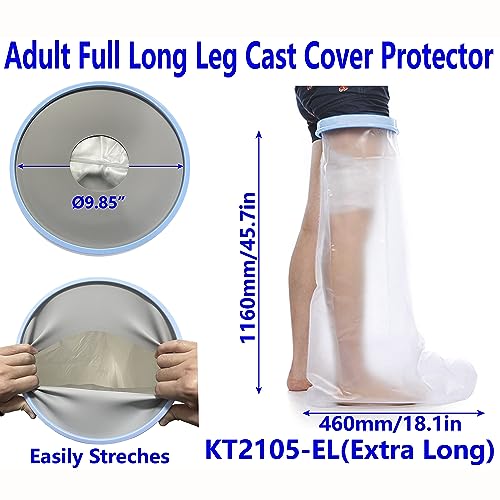 Adult Leg Cast Protector for Shower, Waterproof Leg Cast Covers for Shower Full Leg Watertight Protection to Broken Leg, Knee Replacement Surgery, ACL Post Surgery Reusable (Full Leg 46"20"9.8")