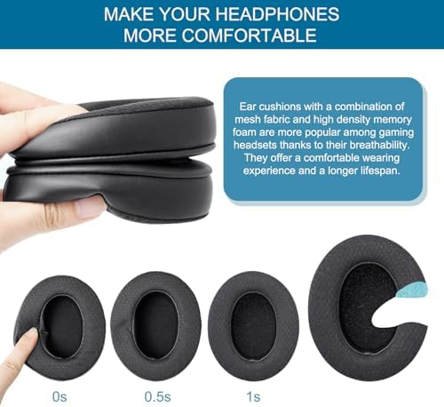 Replacement Ear Pads for Sennheiser HD280/HD280-13/HD280-Pro/HD281/HMD280/HMD280 Pro/HMD280-13/HMD281/HMD281 Pro Headphones, Earpads Cushions with Upgrade Memory Foam - Black
