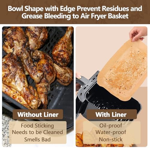 UBeesize Air Fryer Paper Liners Disposable For Ninja, 150 PCS Non Stick Parchment Paper For Ninja DZ201/DZ401 Dual, Oil Proof, Water Proof Food Grade Air Fryer Accessoriess(Rectangle - 8.5"X5.5")
