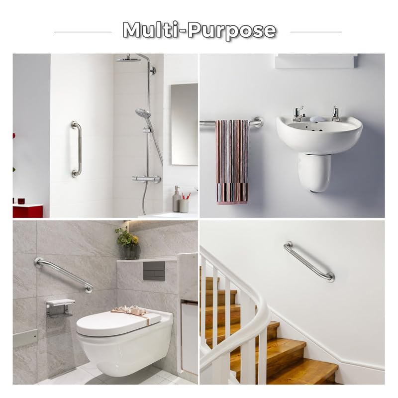 Grab Bars for Shower, 1 Pack 32-Inch Anti Slip Shower Handles for Elderly, Safety Shower Grab Bar, Stainless Steel Handicap Grab Bars for Bathroom,Toilet (Brushed Nickel, 1" Diameter)