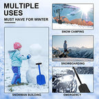 CARTMAN 32.5 Inch Folding Emergency Snow Shovel 3 Piece Aluminum Lightweight Portable Sport Utility Shovel for Car Trunk Camping Garden Beach with Ice Scraper Carrying Bag, Blue
