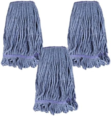 Commercial Heavy Duty Mop Heads Replacement for Rubbermaid: 3 Packs Industrial Wet Mop Head for Floor Cleaning - Cotton Commercial Products Wet Mop Refills