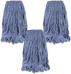 Commercial Heavy Duty Mop Heads Replacement for Rubbermaid: 3 Packs Industrial Wet Mop Head for Floor Cleaning - Cotton Commercial Products Wet Mop Refills