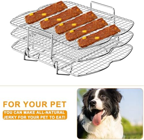 BBQ-PLUS Upgraded Dehydrator Rack Stainless Steel Air Fryer Stand for Ninja Foodi AG300, AG300C, AG301, AG301C, AG302, AG400, IG301A Ninja Foodie Grill Accessories Roasting Rack for Oven and Grill