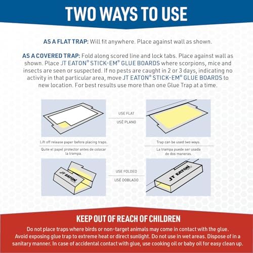 JT Eaton Stick-Em 198-12 Mouse & Insect Glue Trap, 12 Glue Traps, White