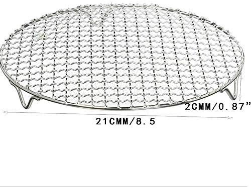 Round Barbecue Wire Rack Dia 8.5" Multi-Purpose Grill Cooling Rack BBQ Accessories Grill Net for Instant Pot/Pressure Cooker