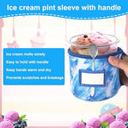 4pcs Dye Prints Ice Cream Neoprene Sleeves, with Handle Spoon Holder and Name Plate Slot Reusable Washable Insulated Sleeve for Ninja Creami Pints Container Accessories (24oz, 4 Styles)