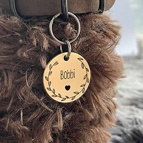 Cat Dog ID Tags Personalized 9 Corolla Styles Flower Wreath to Choose for Large Pets Collar Accessories Shiny Brass Copper Engraved Custom on Both Side