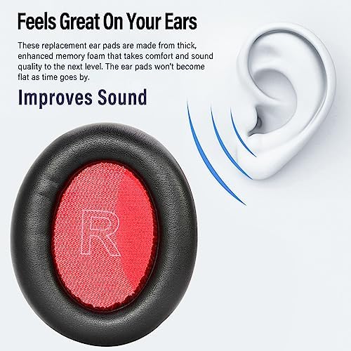 Life Q10 Ear Pads Replacement Ear Cushion Foam Soft Earpads Compatible with Anker Soundcore Life Q10 / Q10 BT/Life 2 NEO Bluetooth Headphones Ear Cushion (Black/Red)