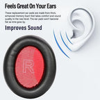 Life Q10 Ear Pads Replacement Ear Cushion Foam Soft Earpads Compatible with Anker Soundcore Life Q10 / Q10 BT/Life 2 NEO Bluetooth Headphones Ear Cushion (Black/Red)