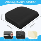 TranquilRelax Large Seat Cushion, Soft Foam Cushion for Long Sitting Hours on Office Chair, Home & Car, Non-Slip Chair Pad for Relieving Back & Sciatica & Hip & Coccyx Pain (Black)