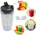 SS101 Replacement Parts for Ninja Blender Accessories, 7-Fins Blender Blade and 24oz Cups Compatible with Ninja Foodi Power Blender SS101, SS101TGT, CO351B, SS100, SS150, SS151, SS300, SS350, SS351