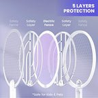 LiBa Electric Fly Swatter Racket, 2 in 1 Electric Bug Zapper USB Rechargeable, 4000V Indoor Outdoor Mosquito Zapper with 5 Layer Safety Mesh, Cordless Insect Killer Trap Home Office Camping Patio