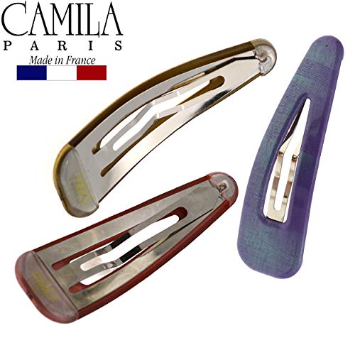 Camila Paris CP2933 French Hair Barrettes Clips, Snap Hair Slides Clic Clac for Women, Styling Girls Side Slide-in Metal Snap Pin Hair Accessories for Women. Strong Hold, No Slip Grip, Made in France