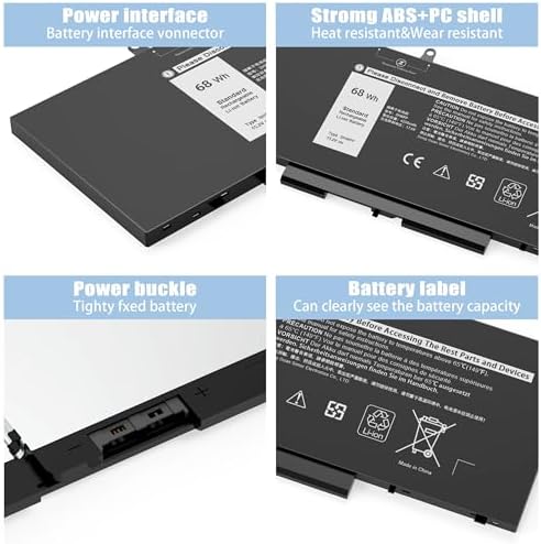 68Wh 3HWPP Laptop Battery Replacement for Dell Latitude 5401 5410 5411 5501 5510 5511 Precision 3541 3551 Inspiron 7706 2-in-1, 17 7500/7506 2-in-1 Black 10X1J N2NLL 1VY7F 451-BCMN 15.2V