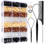 YGDZ Hair Ties, 1500pcs Mini Elastic Hair Bands with Organizer Box, Clear Hair Ties, Hair Accessories Set for Girls, Women, Neutral Colors
