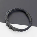 New For Trendy 2025 Retro Punk Bike Chain Hand Woven Leather Bracelet With Metal Buckle For Men Motorcyclist Rock Party Jewelry Gift Jewelry Fashion Accessories Creative Gift