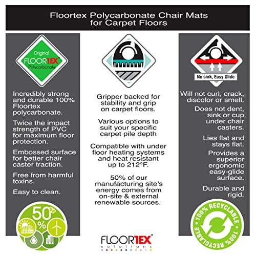 Floortex® Ultimat® Polycarbonate Lipped Chair Mat for Carpets up to 1/2" - 35" x 47"
