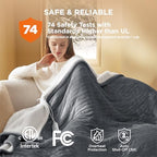Bedsure Heated Blanket Electric Throw - Soft Flannel Electric Blanket, Heating Blanket with 4 Time Settings & 6 Heat Settings, Warm Blanket Gift for Grandma (50x60 inches, Grey)